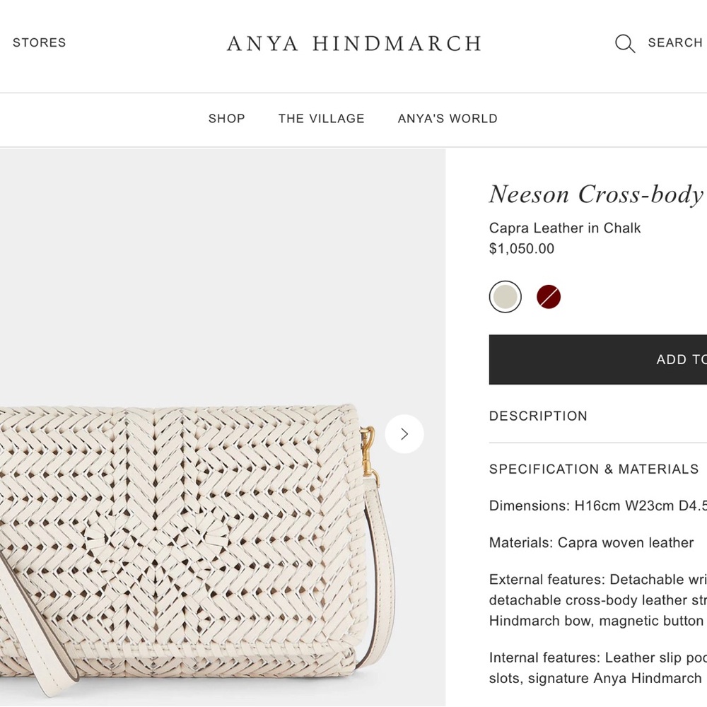 Anya Hindmarch Neeson Cross-body Bag in Chalk